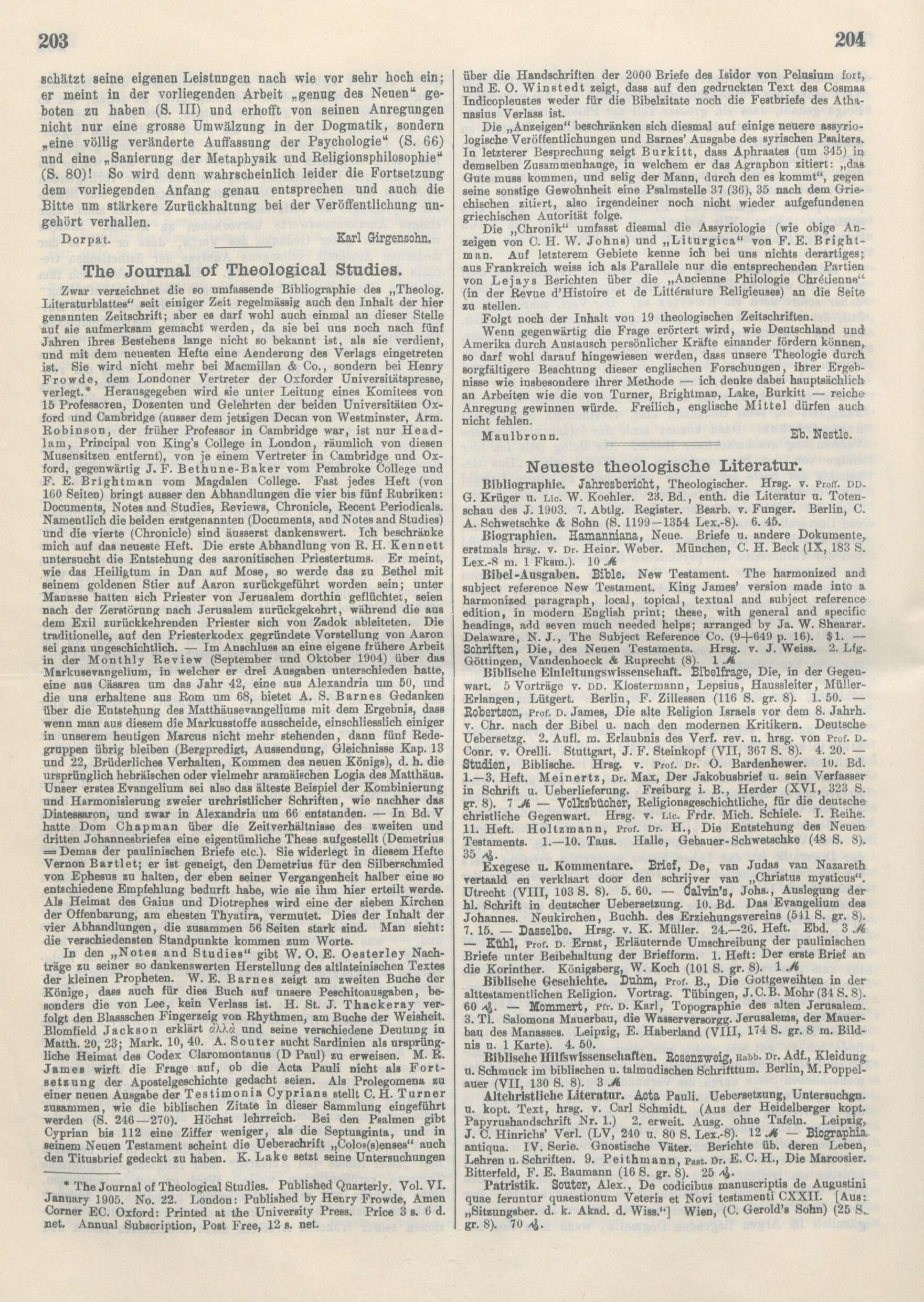 Luthardt Christoph Ernst [Begr ] Theologisches Literaturblatt 26 1905